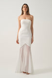 Strapless Dress With Sheer Skirt Detail