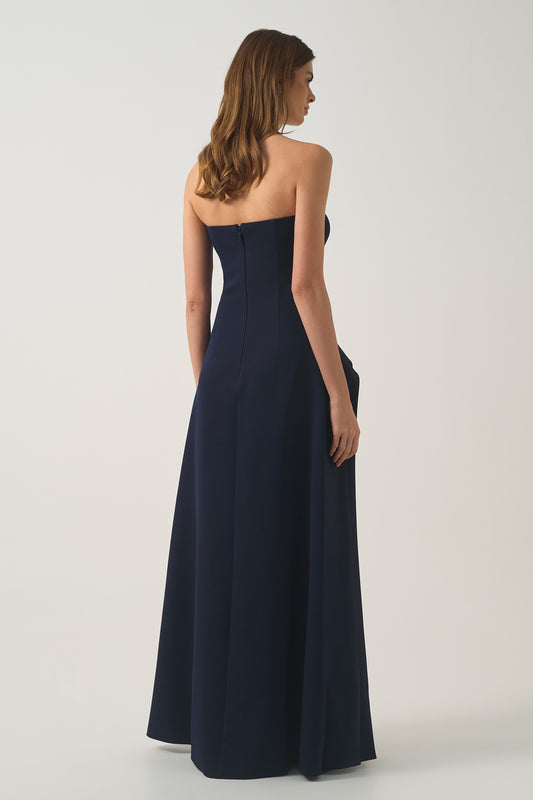 Strapless Long Dress With Satin Deatil