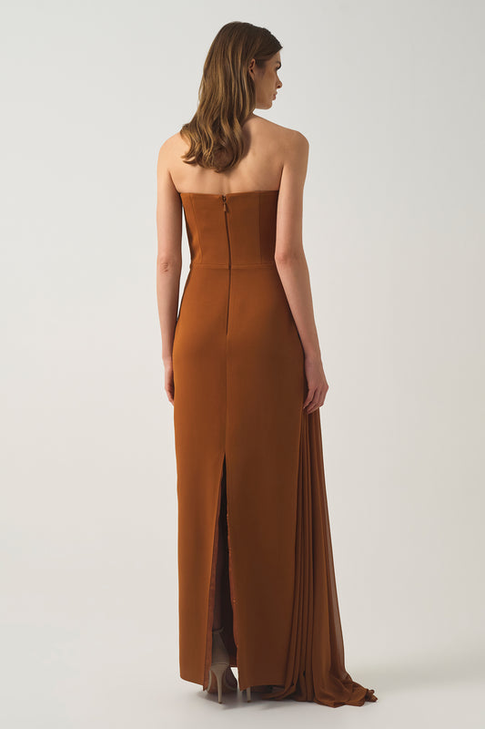 Asymmetrical Draped Strapless Dress