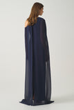 Asymmetric Evening Dress with  Chiffon Detail
