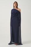 Asymmetric Evening Dress with  Chiffon Detail