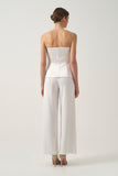 Satin Strapless Corset Bustier with Pleated Panel Detail Trousers