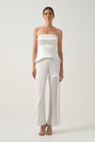 Satin Strapless Corset Bustier with Pleated Panel Detail Trousers