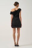 One-Shoulder Mini Dress with Ruffle  Details