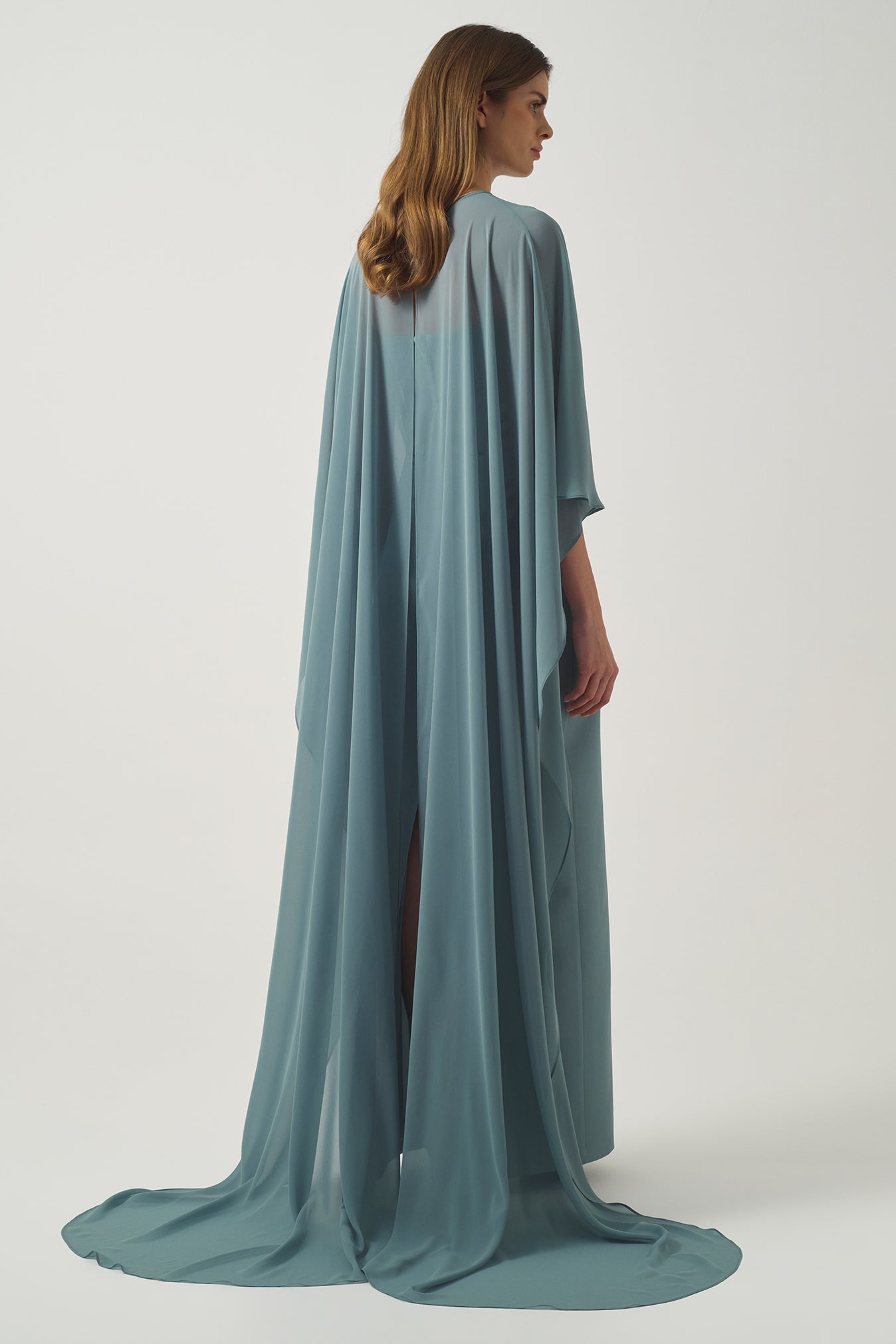 Long Dress with Chiffon Cape Detail – John Paul Ataker