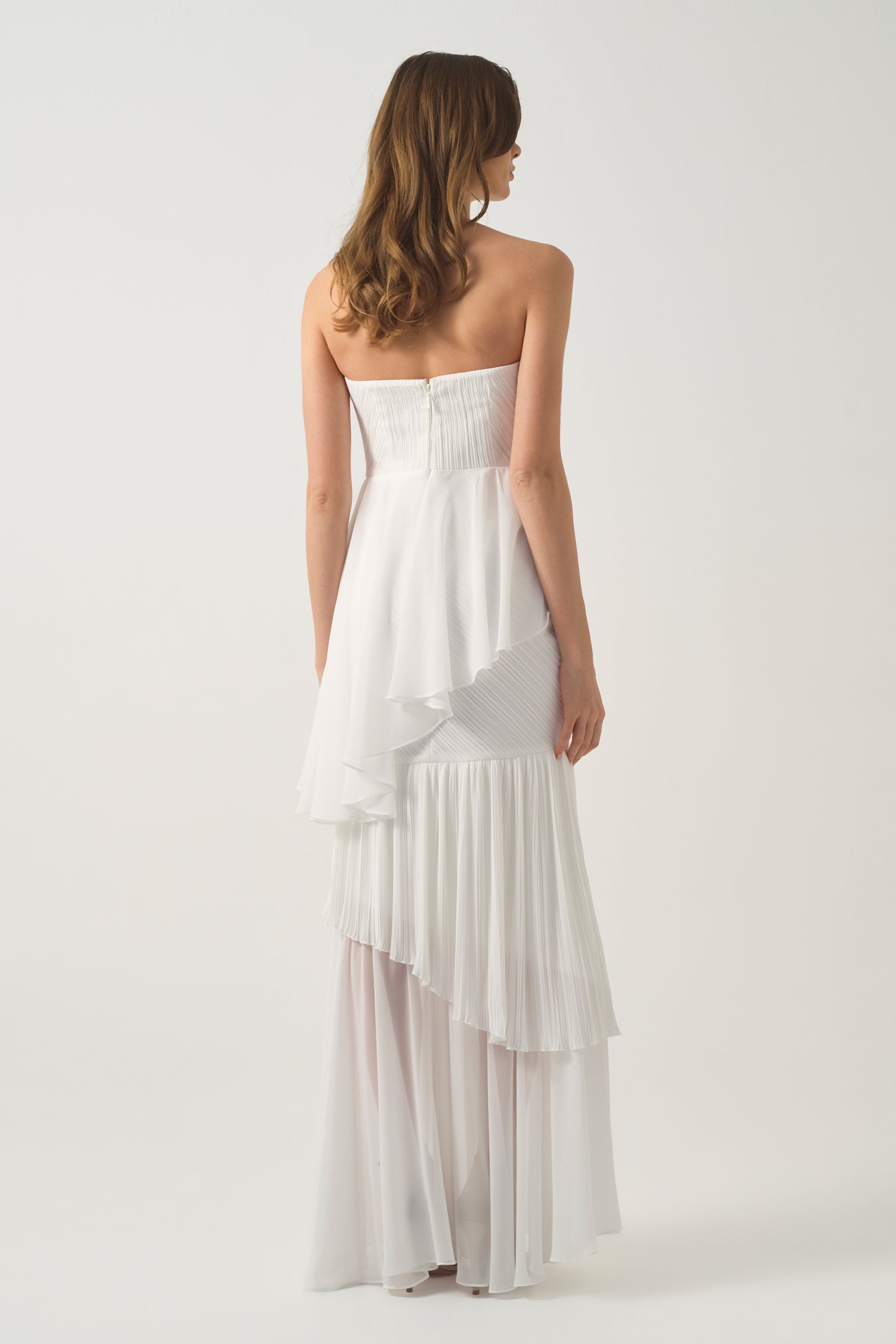 layered pleated dresses Wholesale Gold Deep V Neck Layered Pleated Short Sleeve Party Dresses AM030435