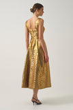 Square Neck Metallic Long Dress