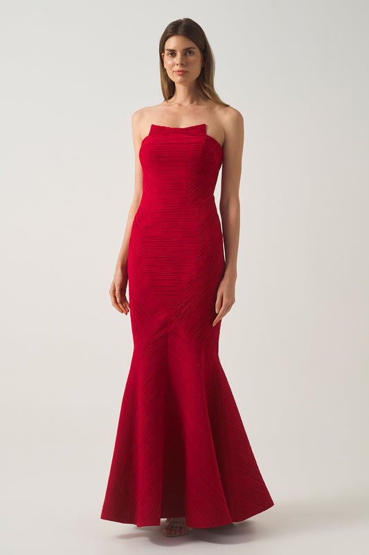 Pleated Chiffon Gown