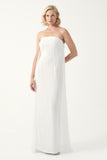 Folded neckline pleated strapless long dress
