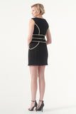 Metallic Band Short Dress with Cord Detail