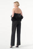 Draped Mesh Strapless Top