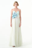 Pleated Chiffon And Faille Long Dress
