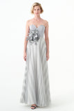 Pleated Chiffon And Faille Long Dress