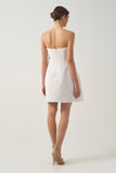 Strapless Mini Dress with Sculptural  Bow & Diagonal Pleats