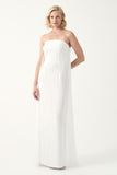 Folded neckline pleated strapless long dress