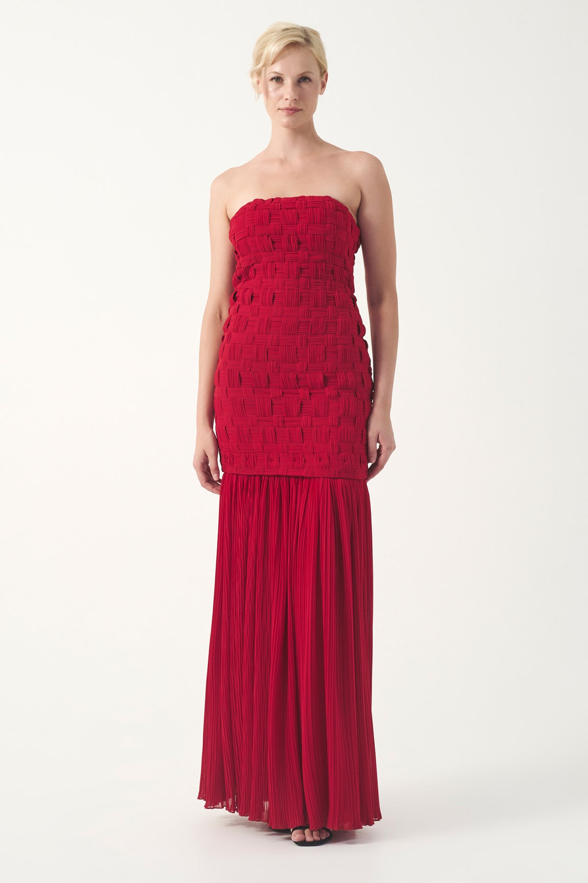 Handmade Chiffon Gown with Basket Weave Bodice