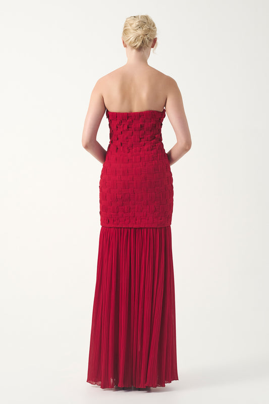 Handmade Chiffon Gown with Basket Weave Bodice