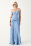 Strapless Knotted Pleated Gown