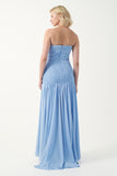 Strapless Knotted Pleated Gown