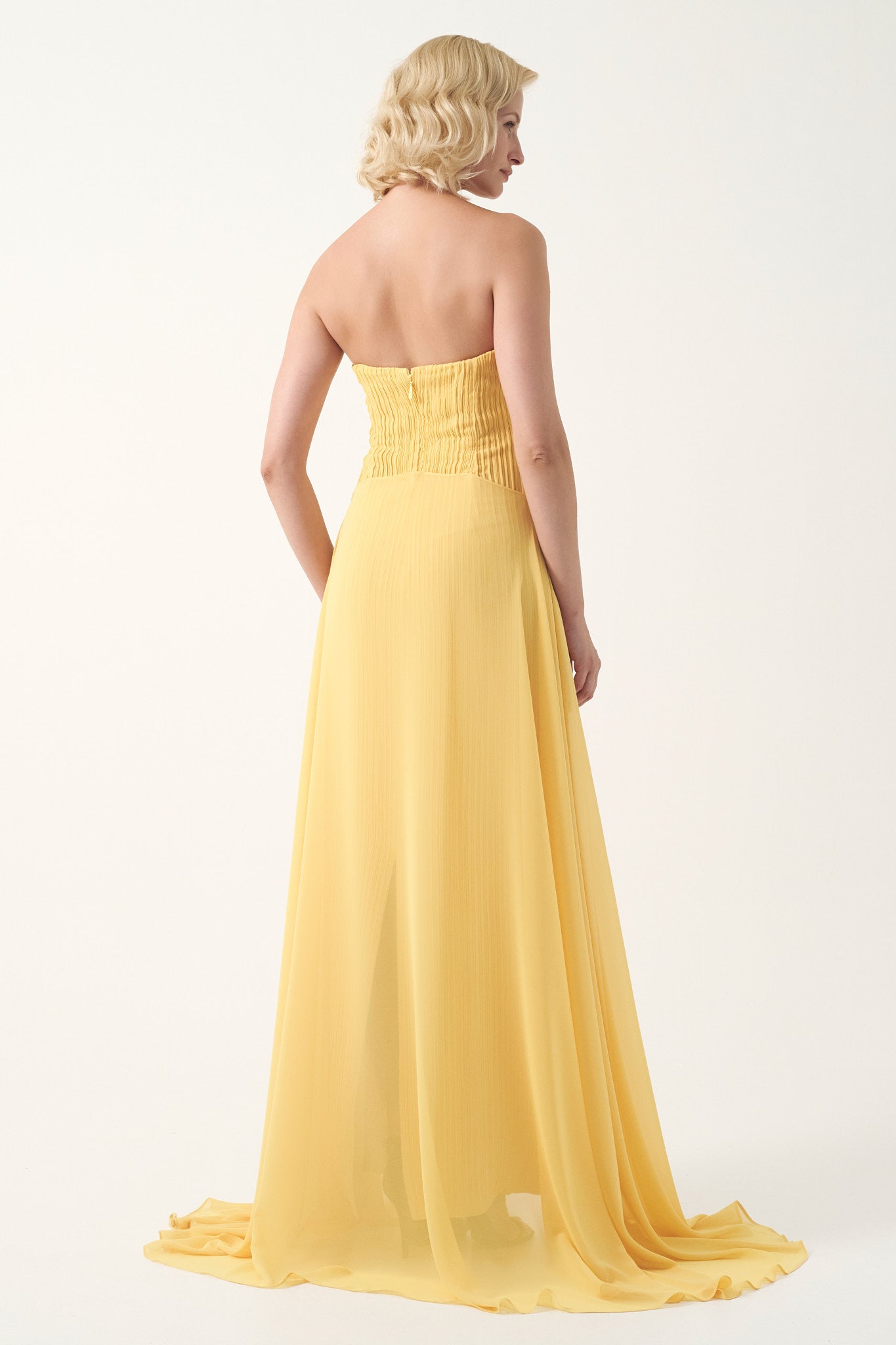 Folded neckline pleated strapless With Train From Waist long dress John Paul Ataker Folded neckline pleated strapless With Train From Waist long dress John Paul Ataker
