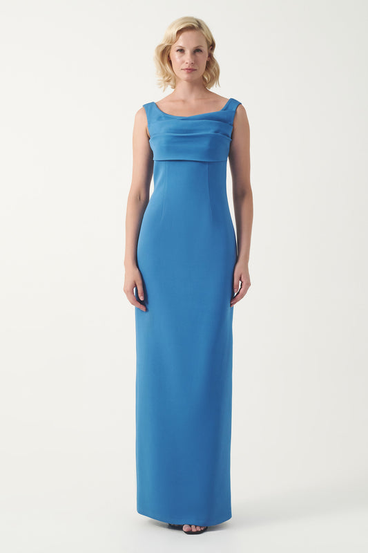 Sleeveless Column Gown with Draped Neckline
