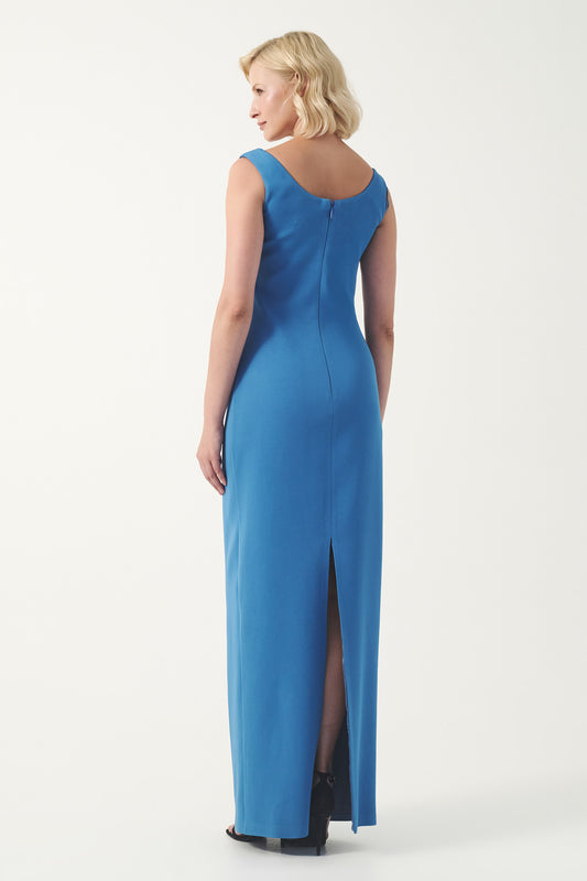 Sleeveless Column Gown with Draped Neckline