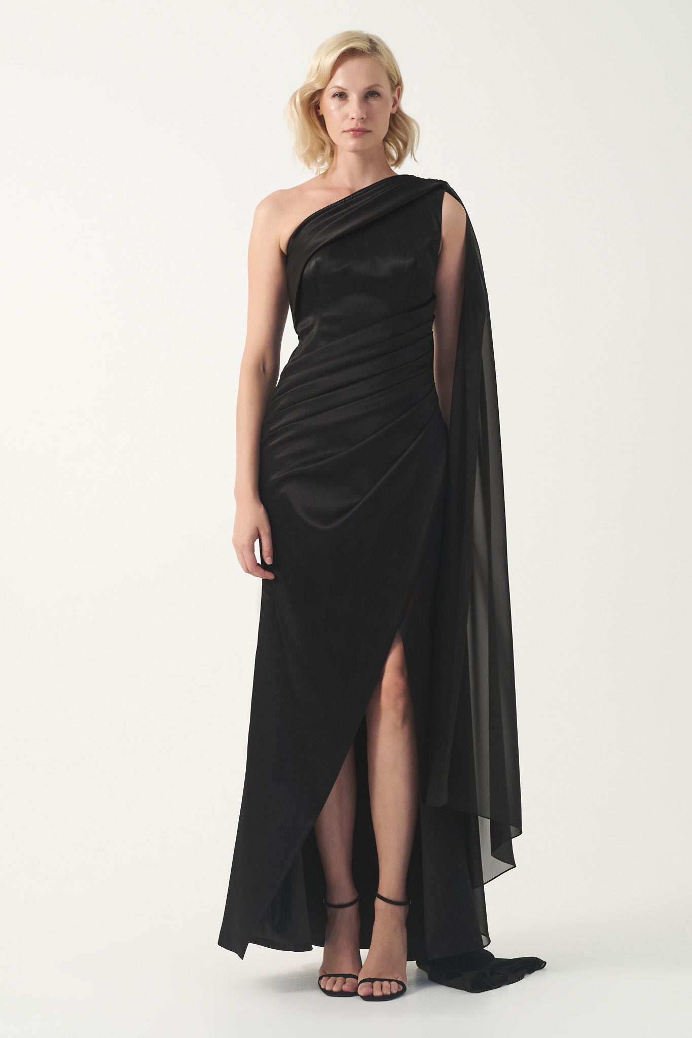 one shoulder pleated dresses Arianna One-Shoulder Asymmetrical Dress Runs slim Brooklynn One-Shoulder Accordion Pleat Dress
