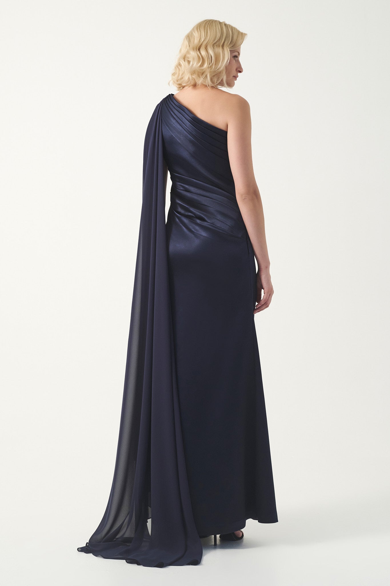 One shoulder pleated silk satin long dress – John Paul Ataker One shoulder pleated silk satin long dress – John Paul Ataker