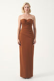 Strapless sweetheart necklace draped long gown