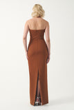 Strapless sweetheart necklace draped long gown