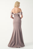 Off-Shoulder Satin & Crepe Gown