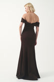 Off-Shoulder Satin & Crepe Gown