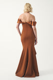 Off-Shoulder Ruffle Draped Gown