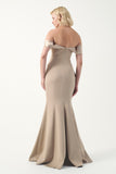 Off-Shoulder Ruffle Draped Gown