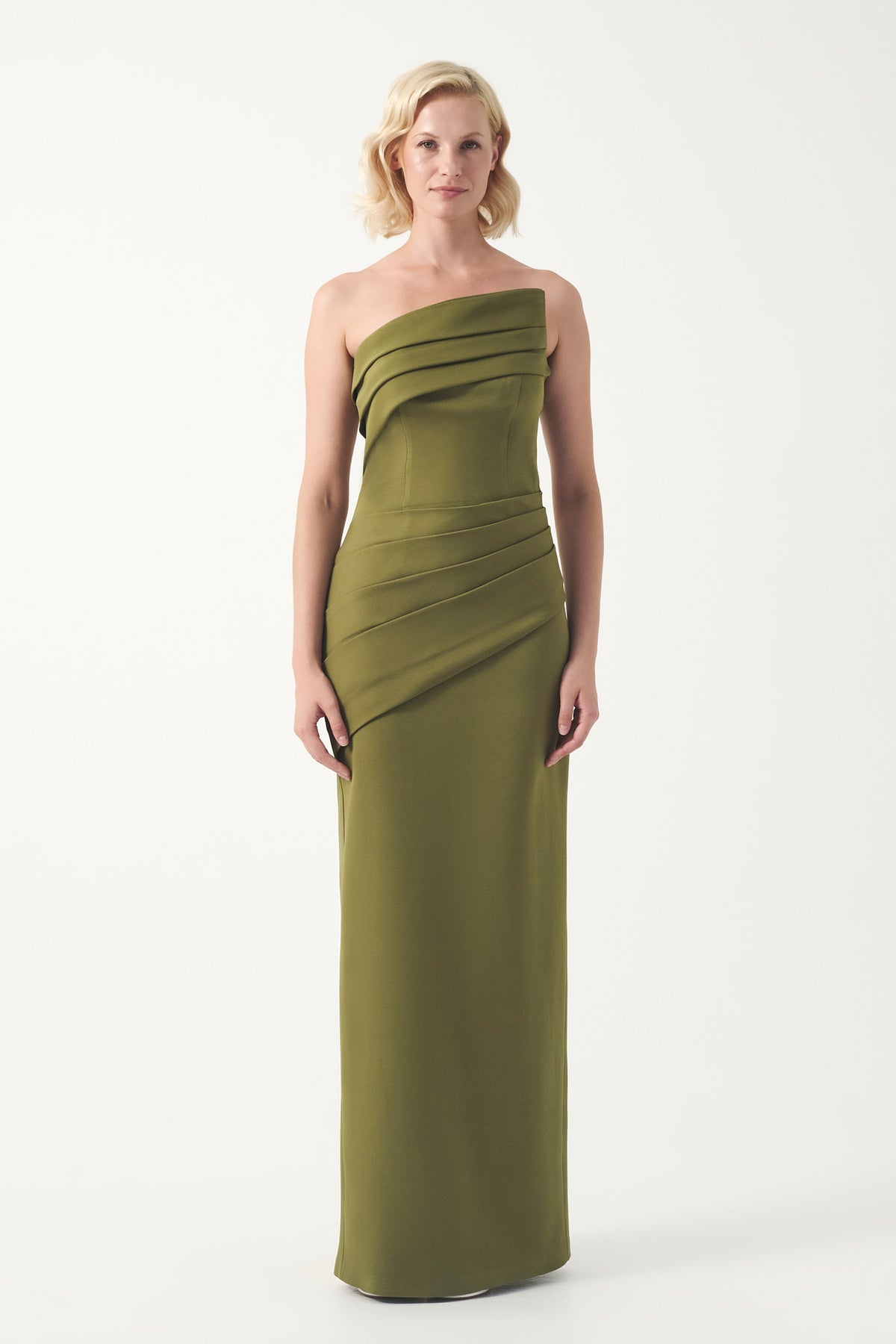 Strapless Layered Column Gown