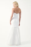Strapless Draped Pleated Mermaid Gown with veil