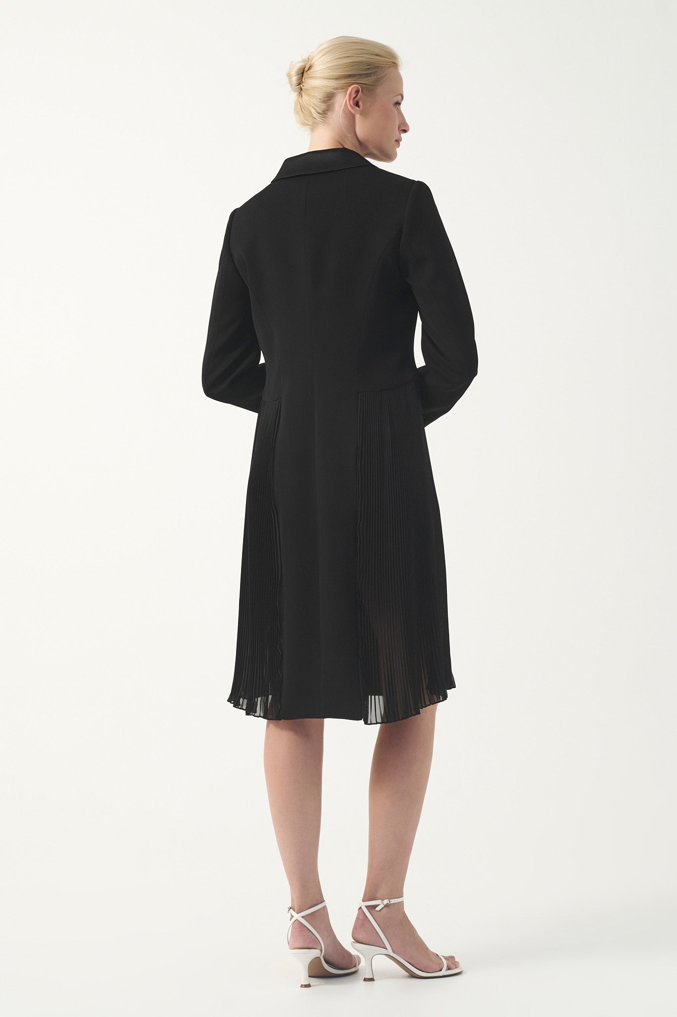 pleated dress coat Pleated Trench Coat Dress | Retro Midi Outfit | Elegant Button Front