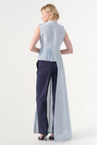 Sleeveless Asymmetri Pleated Cotton Twill Top