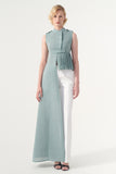 Sleeveless Asymmetri Pleated Cotton Twill Top