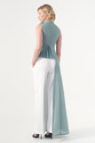Sleeveless Asymmetri Pleated Cotton Twill Top