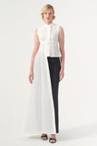 Sleeveless Asymmetri Pleated Cotton Twill Top