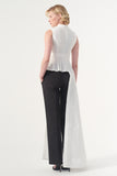 Sleeveless Asymmetri Pleated Cotton Twill Top