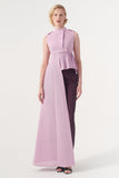 Sleeveless Asymmetri Pleated Cotton Twill Top