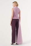 Sleeveless Asymmetri Pleated Cotton Twill Top
