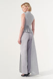 Sleeveless Asymmetri Pleated Cotton Twill Top