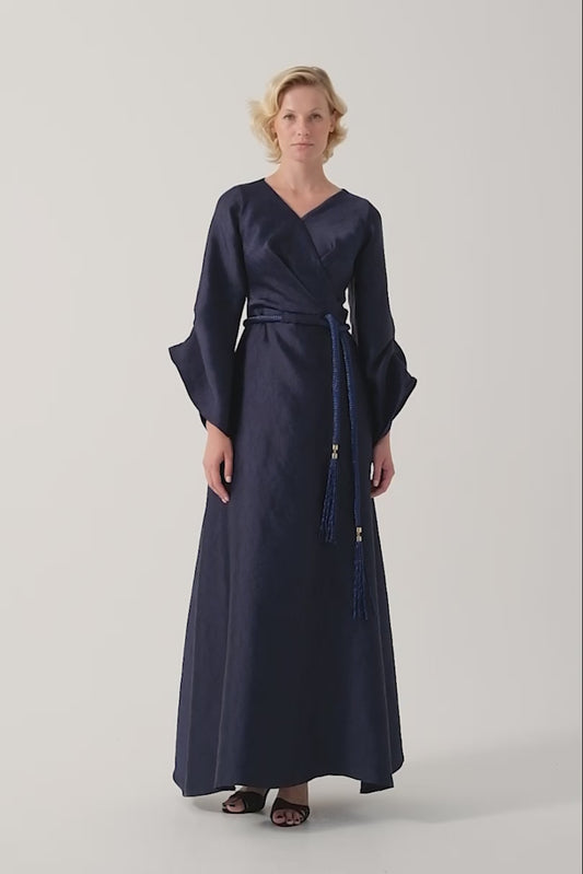 Draped Jacquard A-line Dress