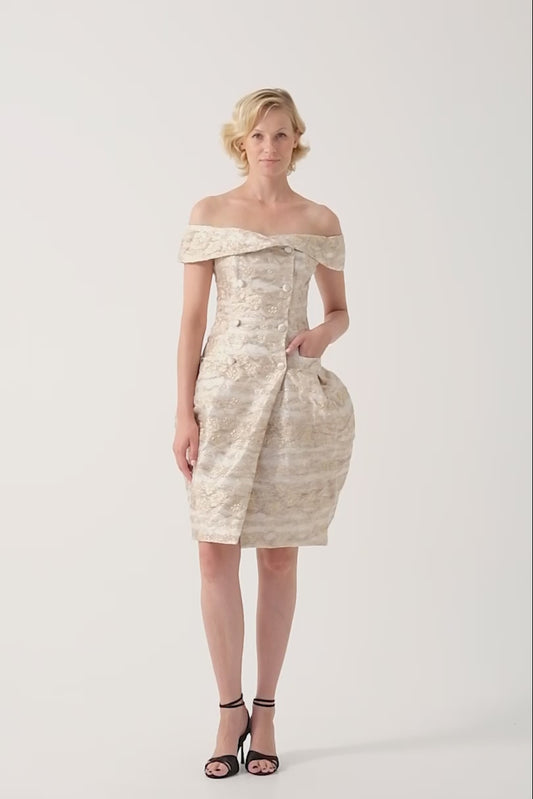 Double-Breasted Metallic Short Dress