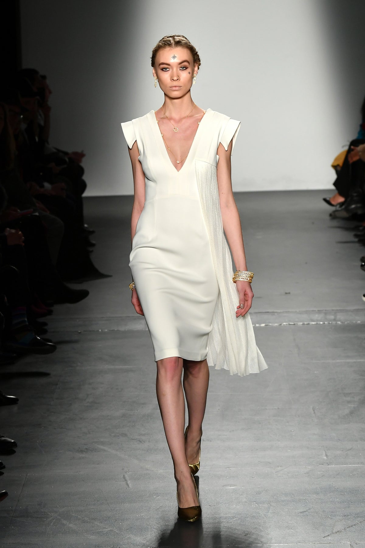 Pleat Side Detailed Viscose Coctail Dress