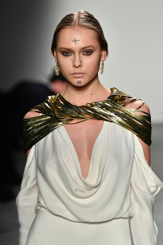 Laser-Cut Leatherette Viscose Satin Dress