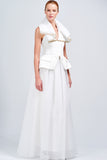 Organza and Double-Faced Viscose Long Dress